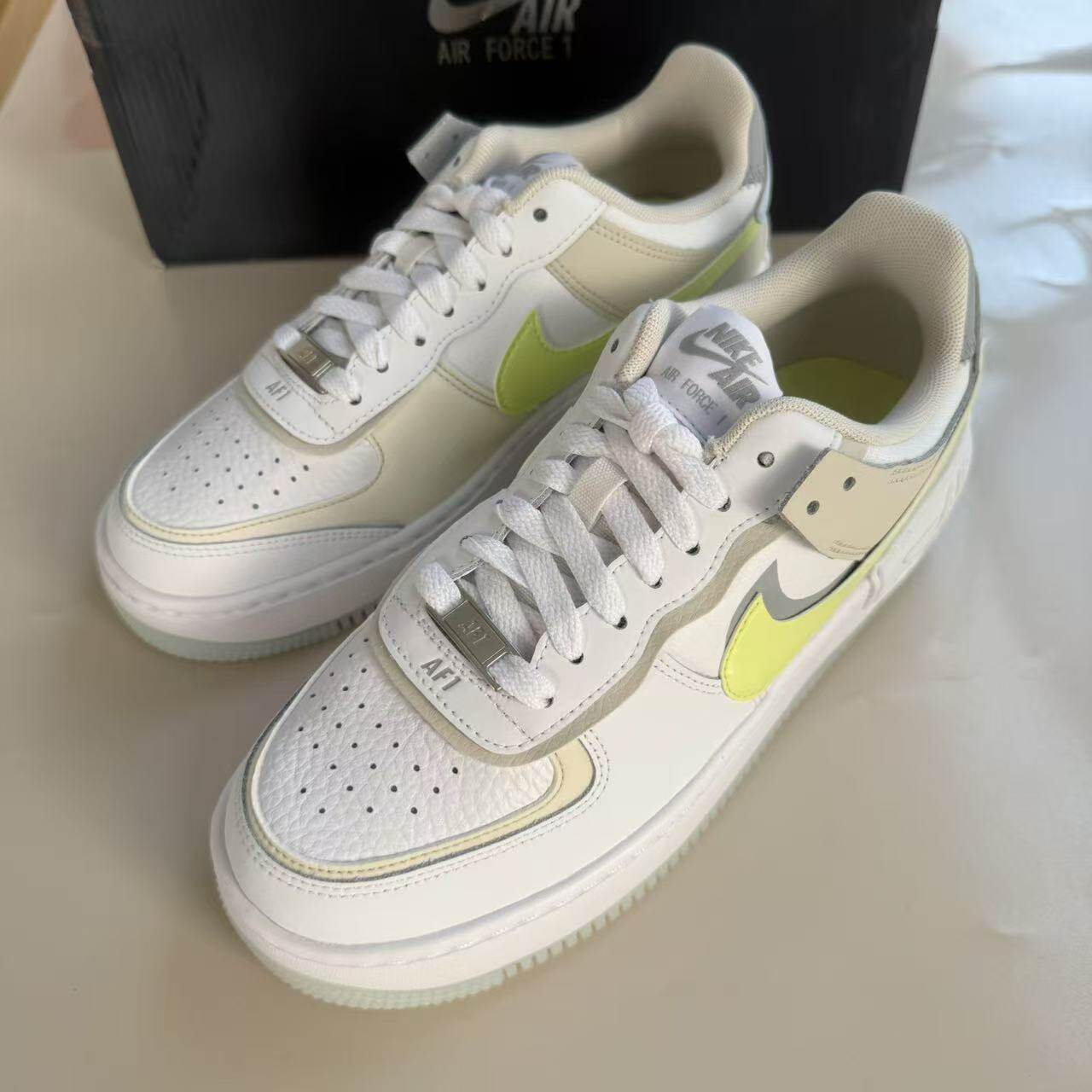 Nike/耐克Air Force 1 Shadow AF1白荧光绿女低帮板鞋FB7582-100
