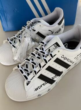 阿迪达斯/ADIDAS SUPERSTAR 金标小花黑白涂鸦贝壳头板鞋 GV9804