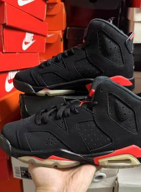 Air Jordan 6 AJ6 男女黑红高帮休闲实战篮球鞋 384665-060