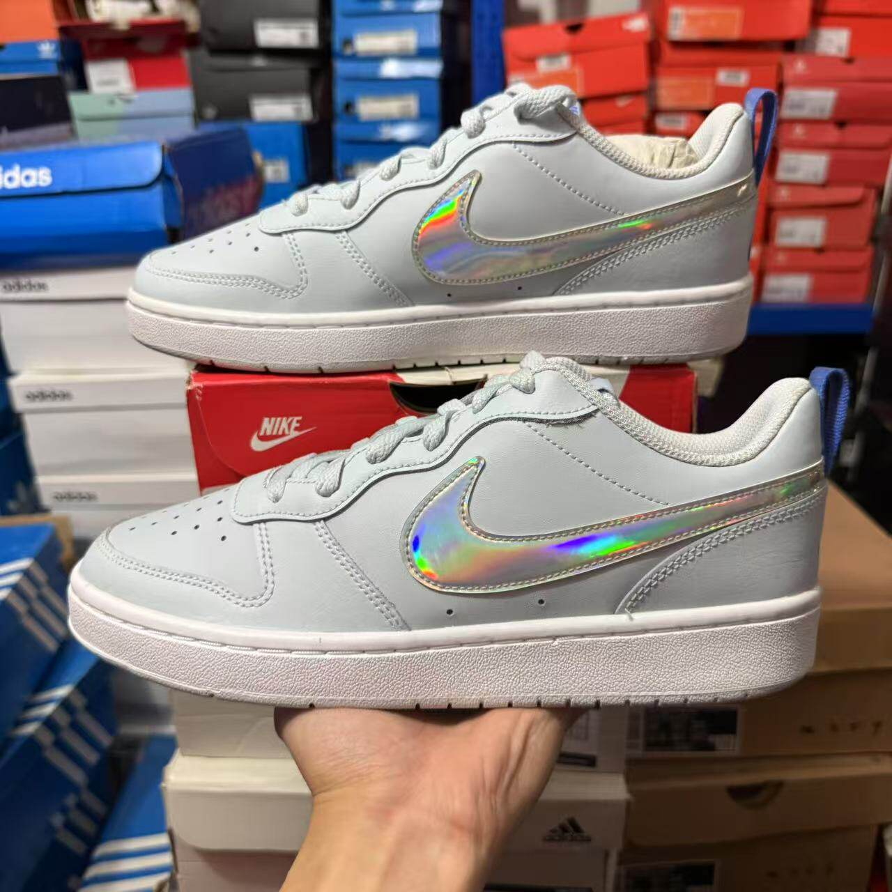 Nike Court Brough 雾霾蓝 镭射钩 休闲女子低帮板鞋 CJ2239-401