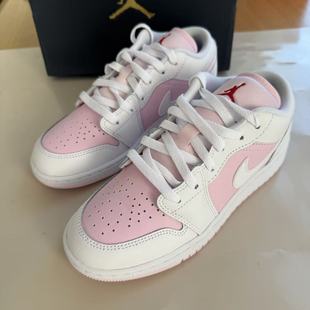 耐克 Air Jordan 1 GS AJ1白粉色 女款 低帮休闲板鞋 553560-608