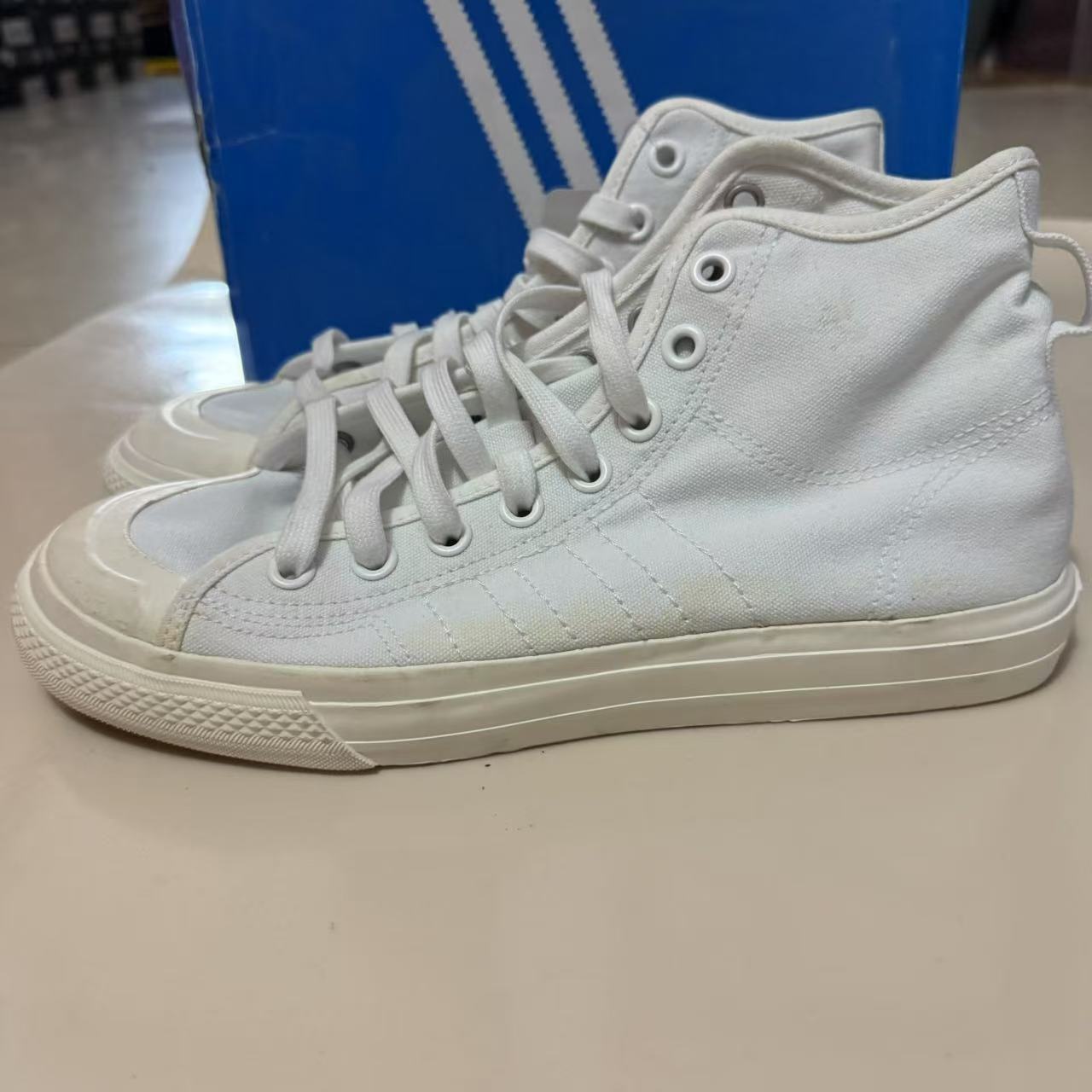 阿迪达斯三叶草NIZZA HI RF男女款白色高帮运动帆布鞋板鞋EF1885