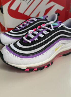 耐克AIR MAX 97女子白黑紫子弹耐磨运动气垫休闲鞋921733-106
