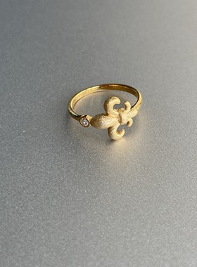 【小尾戒】典雅鸢尾。S925纯银镀金意大利拉丝工艺锆石精致高级