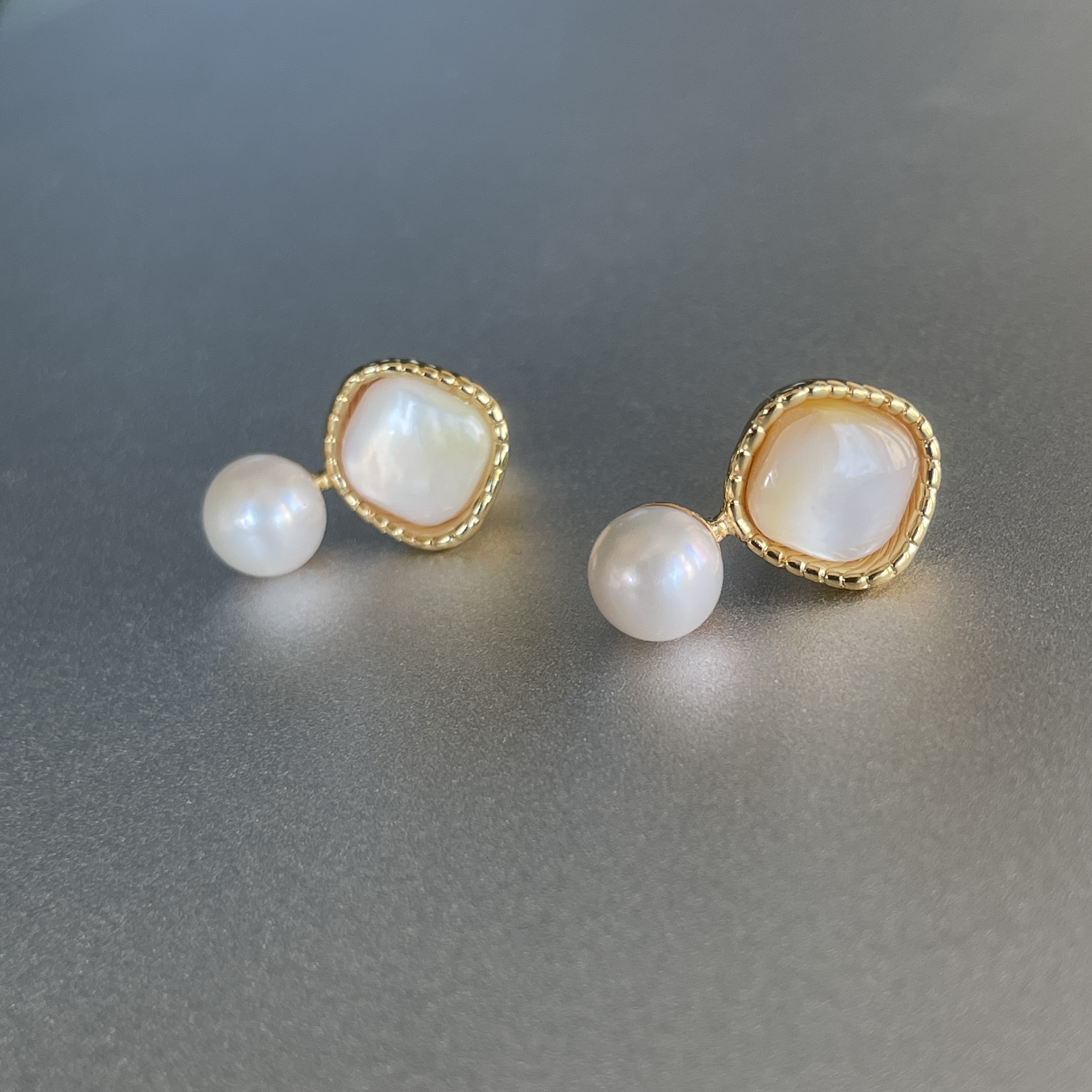 【清仓特价】天然珍珠贝壳简约精致耳钉925银针日常通勤气质