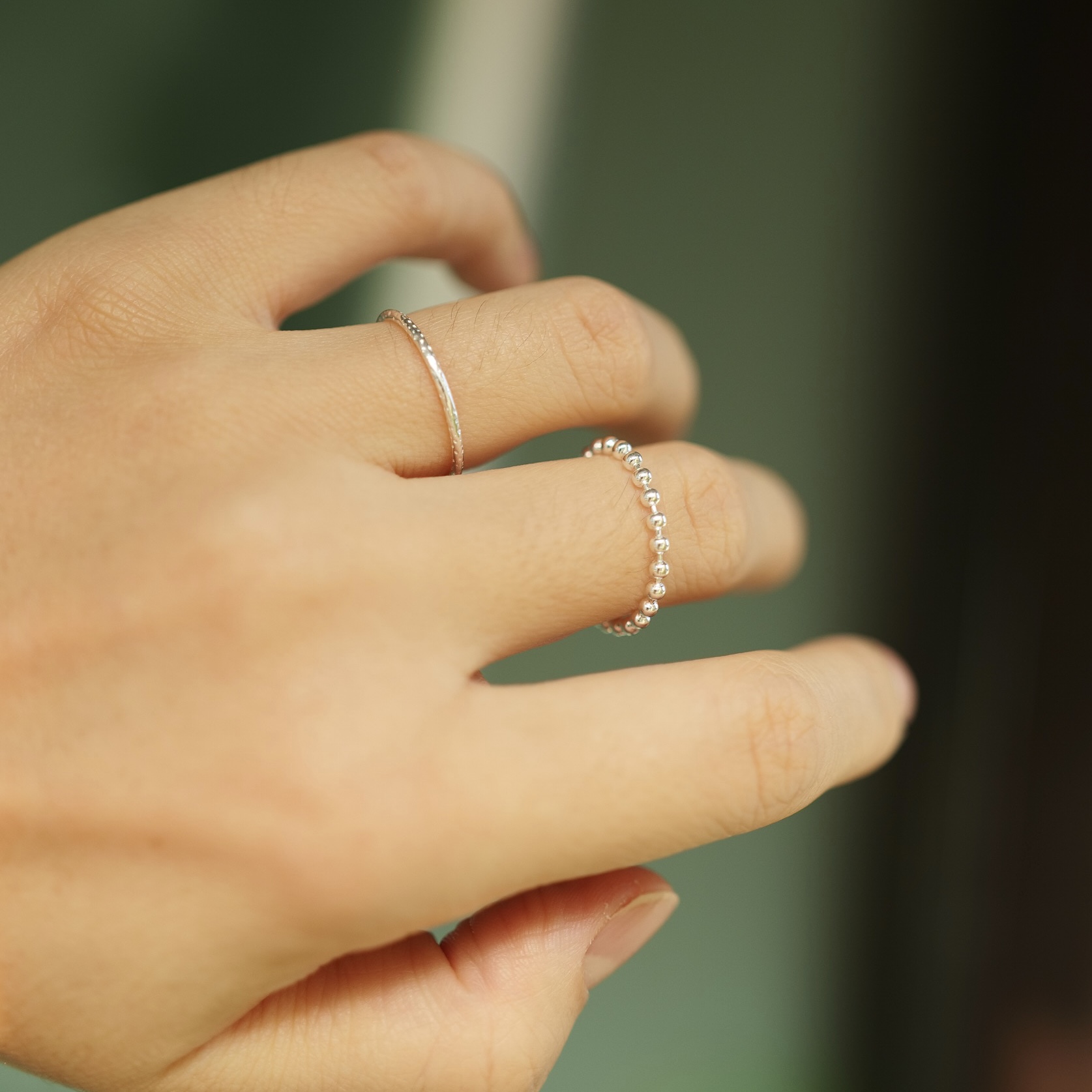 【福利】通体S925纯银豆豆圆环裸圈肌理感细素戒指简约韩风叠戴