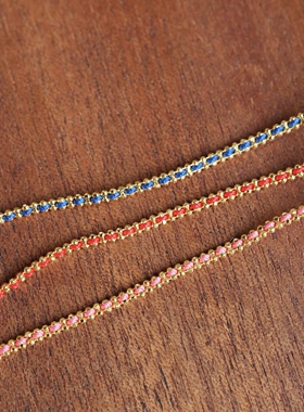 色彩环绕。S925银镀金蓝红粉极细编织手绳简约百搭幸运简约百搭