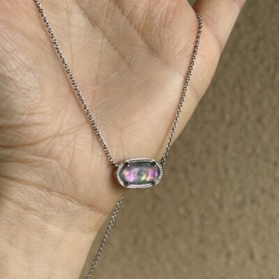 【清仓特价】七彩光芒贝壳立体切面吊坠银色细项链简约时髦高级