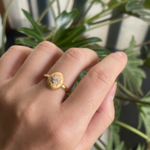 雕工雪花锆石戒指 通体S925纯银镀金拉丝工艺布家风格 清仓特价