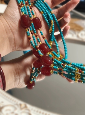 绿松石复原款短璎珞项链国风配饰