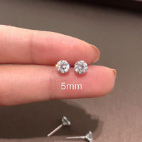 JASMINE*925 sterling silver super shiny one small ear stud 2.5-6mm synthetic zircon ear stud for both men and women thumbnail 4