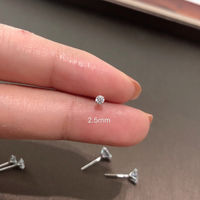 JASMINE*925 sterling silver super shiny one small ear stud 2.5-6mm synthetic zircon ear stud for both men and women thumbnail 6