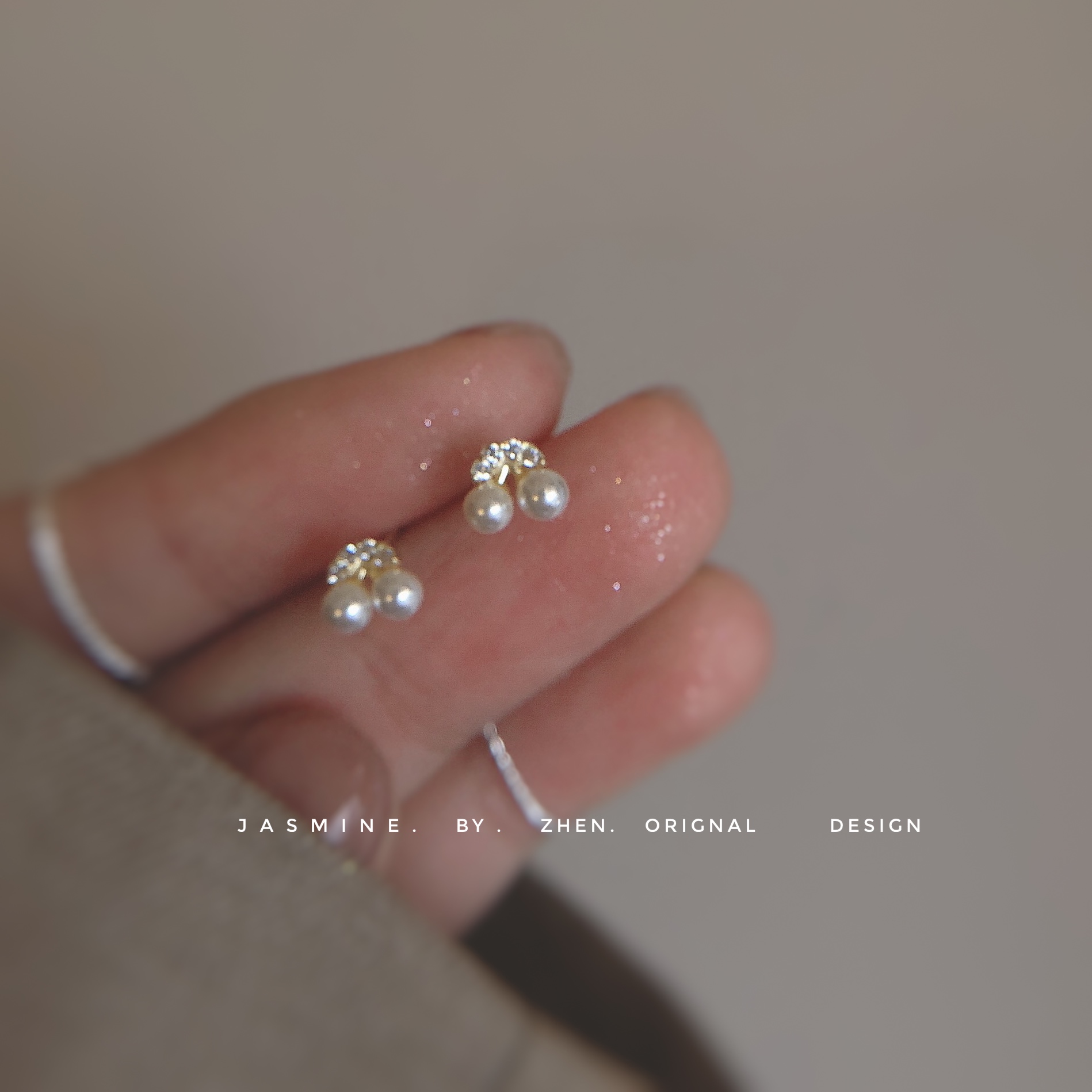 925纯银可爱甜美贝珠女樱桃耳钉