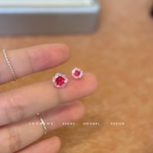 超闪糖心碳钻医用钛钢耳钉女养耳洞平底螺丝耳骨钉玫瑰切耳环耳饰