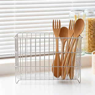 唯物生活 厨房窗台面304不锈钢砧板收纳筐蔬菜篮子置物架沥水架