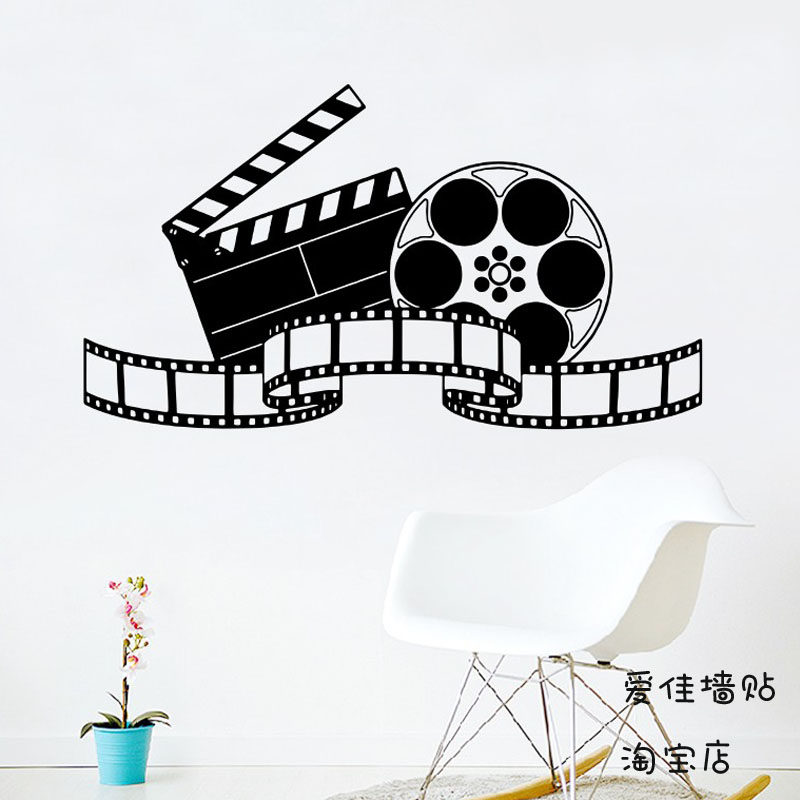 电影短视频拍摄胶片网红摄像机墙贴画公司胶卷玻璃镂空装饰墙贴纸