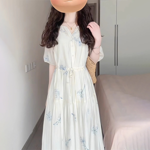 法式绝美独特碎花连衣裙子女2024新款夏季温柔风高端精致气质长裙
