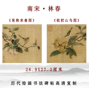 南宋林椿果熟来禽图国画工笔花鸟宋画小品彩色临摹底稿装饰画挂画
