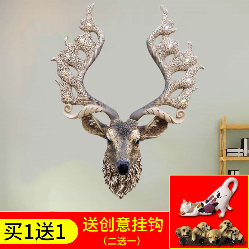 欧式仿真鹿头壁挂壁饰北欧招财墙壁挂件玄关客厅酒吧背景立体装饰