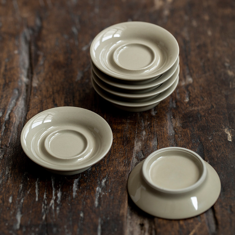 复古草木灰釉杯垫家用陶瓷功夫茶具配件茶杯托日式壶承隔热茶垫子