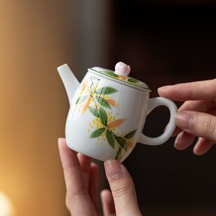 皓澜手绘桂花茶壶家用复古陶瓷泡茶壶功夫茶具单个带过滤泡茶器