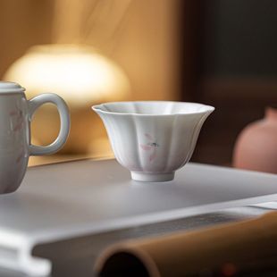 皓澜陶瓷茶杯花瓣主人杯釉下彩品茗杯单杯创意手绘茶杯功夫茶具