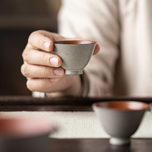 功夫茶具闻香杯单杯小号品茗杯 皓澜庭粗陶手工陶瓷茶杯主人杯中式