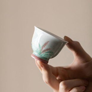 釉下彩手绘芦苇茶杯单杯主人杯创意茶杯陶瓷家用功夫茶具品茗杯