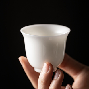 德化羊脂玉陶瓷茶杯白瓷家用功夫茶具冰种玉瓷品茗杯单杯接待客杯