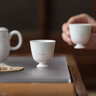 家用喝茶杯子釉下彩高端功夫茶具品茗杯 皓澜陶瓷手绘小茶杯中式