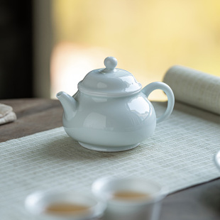 泡茶壶冲茶器 皓澜庭影青小号茶壶功夫茶具陶瓷家用复古带过滤中式