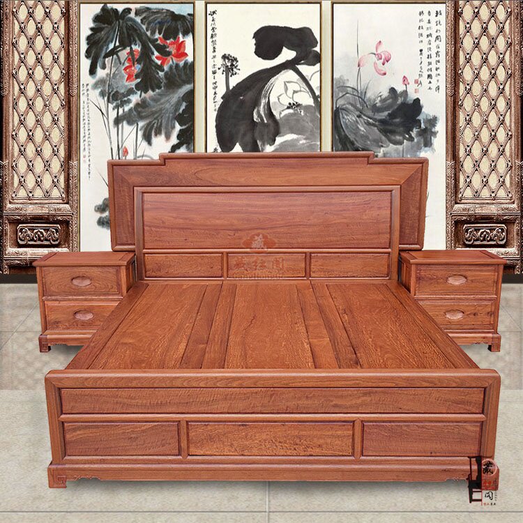 红木大床缅甸花梨木简约中式双人床高档实木床卧室红木家具床婚床