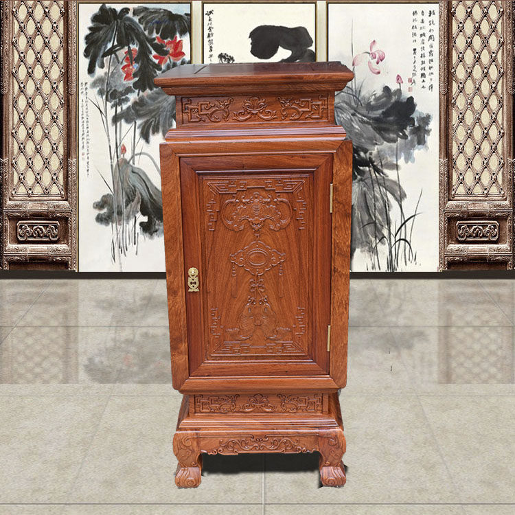 缅甸花梨木1米花架柜子 多功能 实木红木花架置物架盆景架边角柜