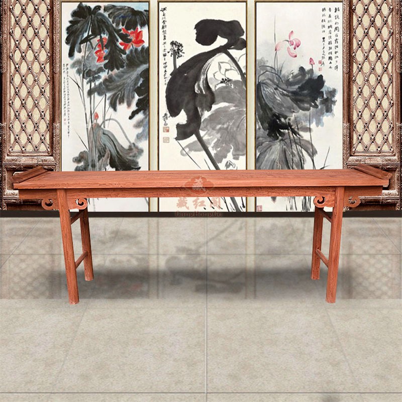 缅甸花梨木2,24米翘头案台 大果紫檀供桌 案台 中式 玄关桌 条案