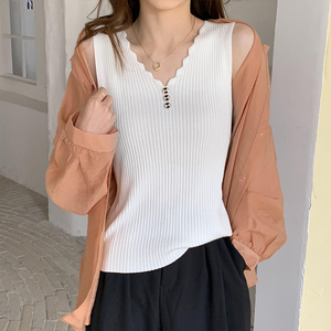 针织吊带背心女夏季2024新款内搭设计感小众v领外穿ins无袖上衣薄