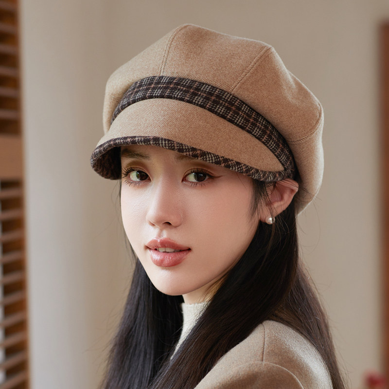 八角帽出游韩版女秋冬季短檐保暖