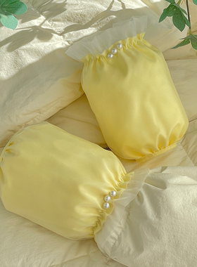 日式黄色袖套防污防脏办公室工作学生学习护袖棉欧根双层防护袖头