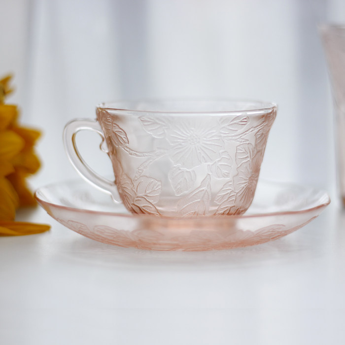 retro西洋古董美国MACBETH EVANS粉色茱萸花咖啡杯红茶杯碟中古