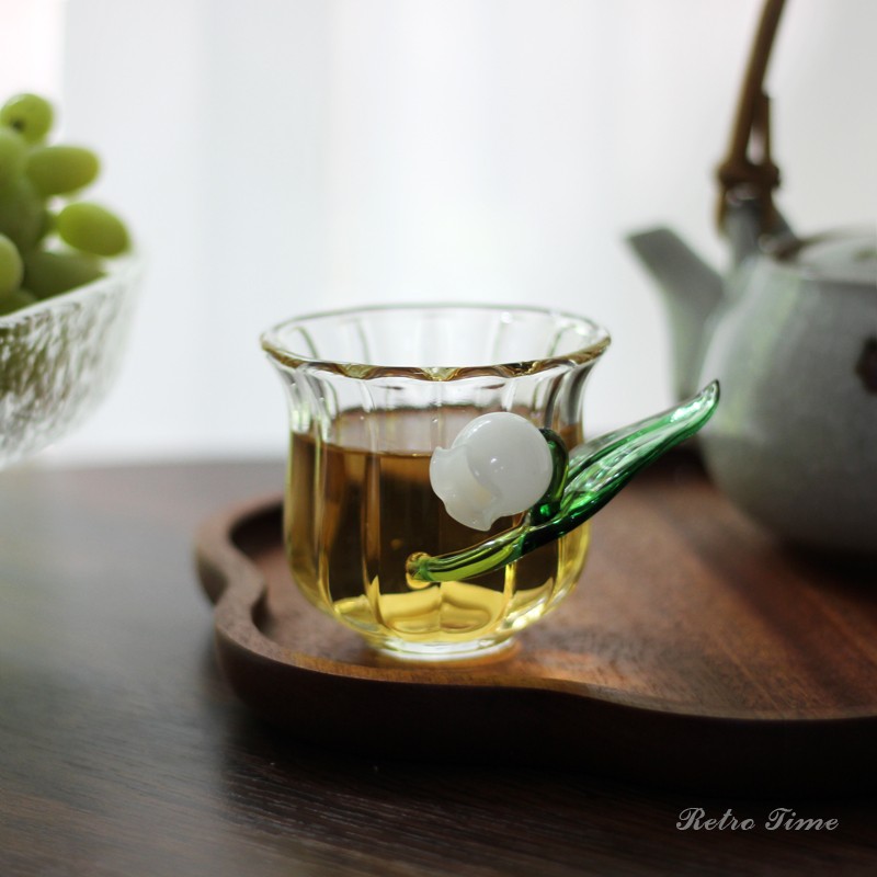 手作铃兰花玻璃杯主人杯小茶杯
