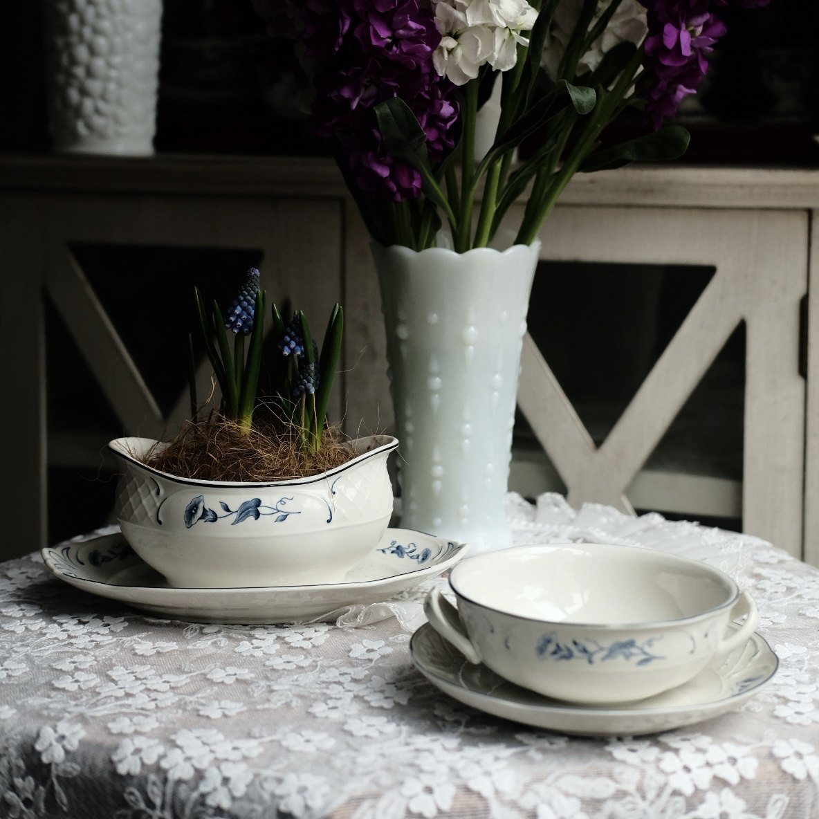 中古德国V&B唯宝浮雕青花双耳杯碟酱汁船喇叭花下午茶礼物釉下彩,餐饮具,碗,淘宝优惠券,粉丝福利购,淘宝优惠卷