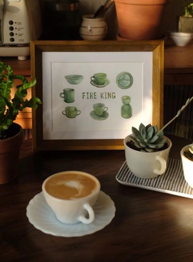 Retro美式fireking图案实木质相框装饰画框挂摆两用家居相架摆件