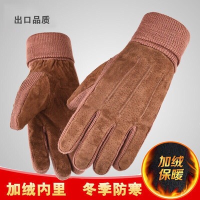 外贸男女士猪皮罗口亏本清仓手套