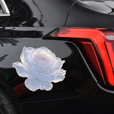汽车遮划痕防刮蹭反光贴纸晶钻玫瑰创意车贴浴室镜子玻璃电动车25