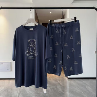 日单gp男士睡衣短袖短裤套装夏季新款莫代尔棉家居服男小熊可外穿