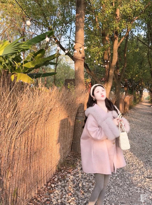 外套女冬中长款可拆卸毛领呢子大衣韩系加厚毛呢斗篷上衣