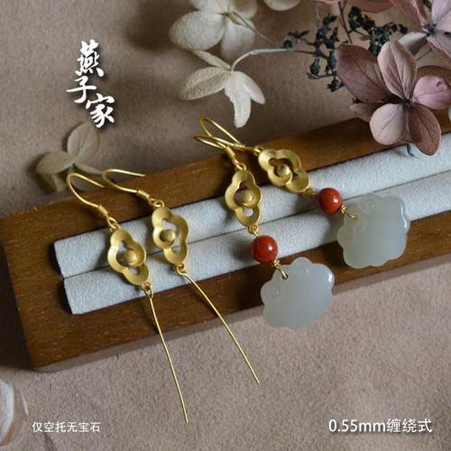 s925纯银复古中式国风耳钩扣耳坠