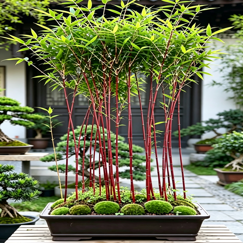 日本朱竹红竹红寒竹花叶寒竹绿植