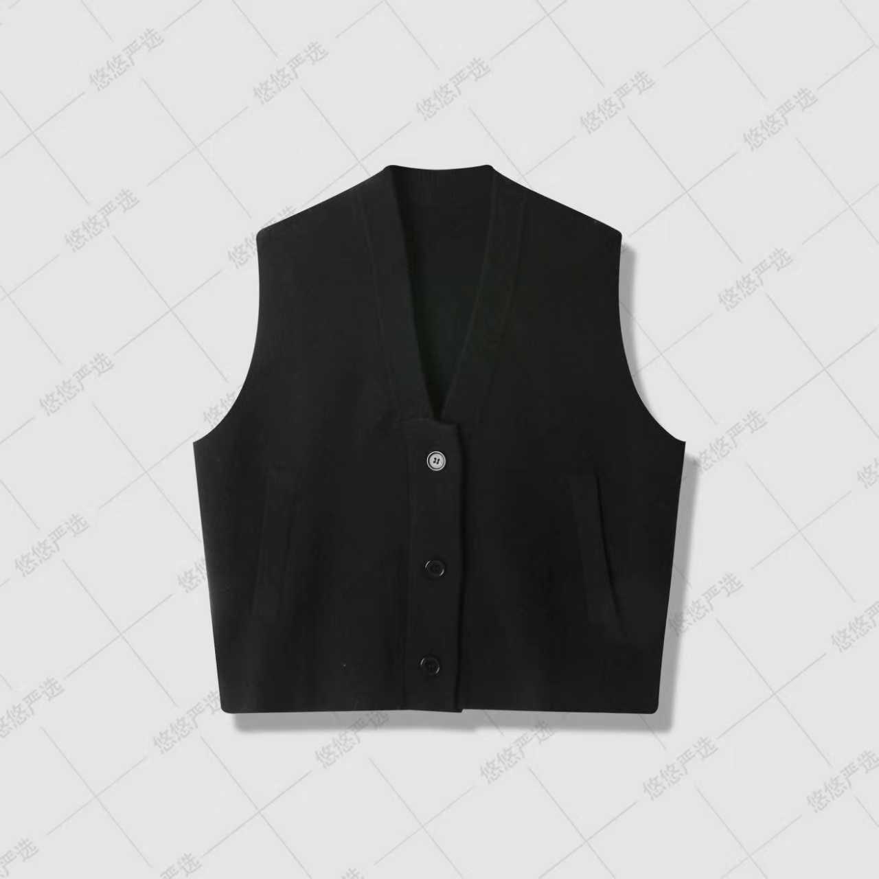 【高织四平针工艺】65%澳毛 V领马甲女秋冬季宽松显瘦无袖230912