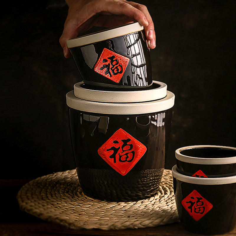 创意中式碗特色粗陶餐具米饭碗盘调味瓶罐/调料研磨器