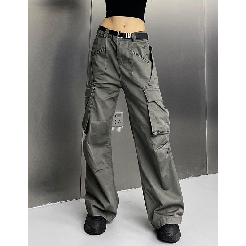 辣妹小众不规则高腰显瘦工装裤